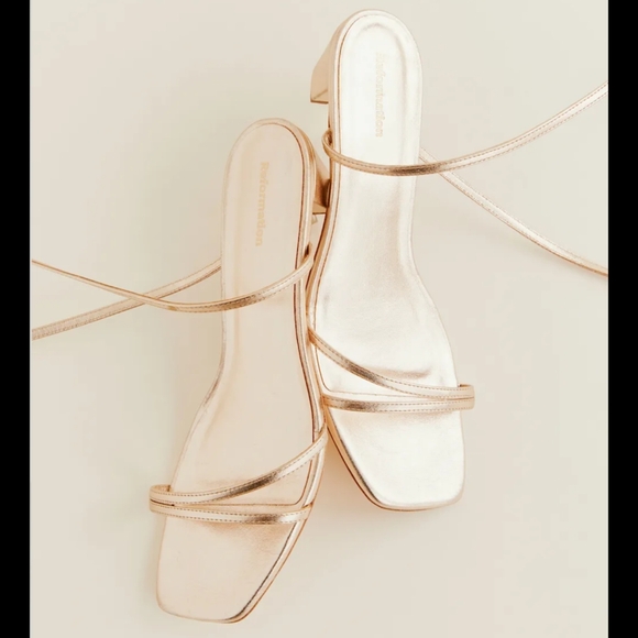 NWT Reformation Alice Heeled Sandal Gold - Size 6.5